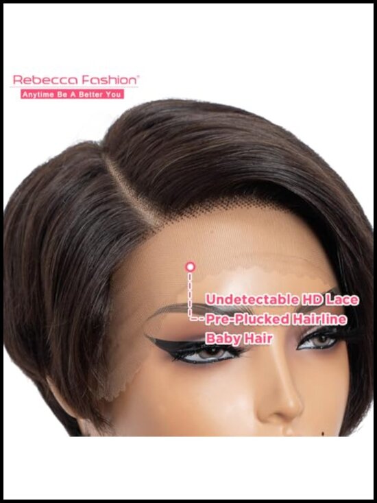 100% Human Hair Lace Front Pixie Cut Wig Short Side Part Wear and Go Glueless main image 4